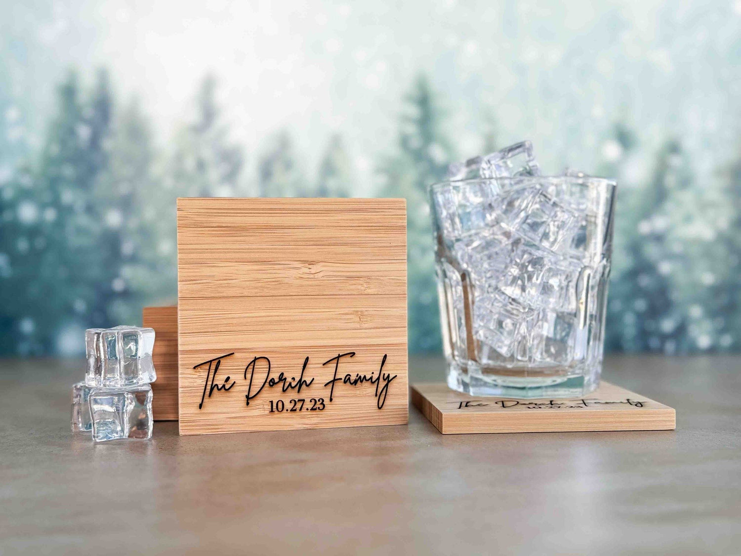 Coaster Bamboo Set w/ Holder