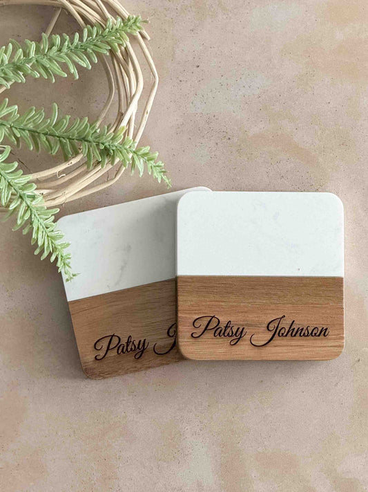 Coasters Marble & Acacia Wood