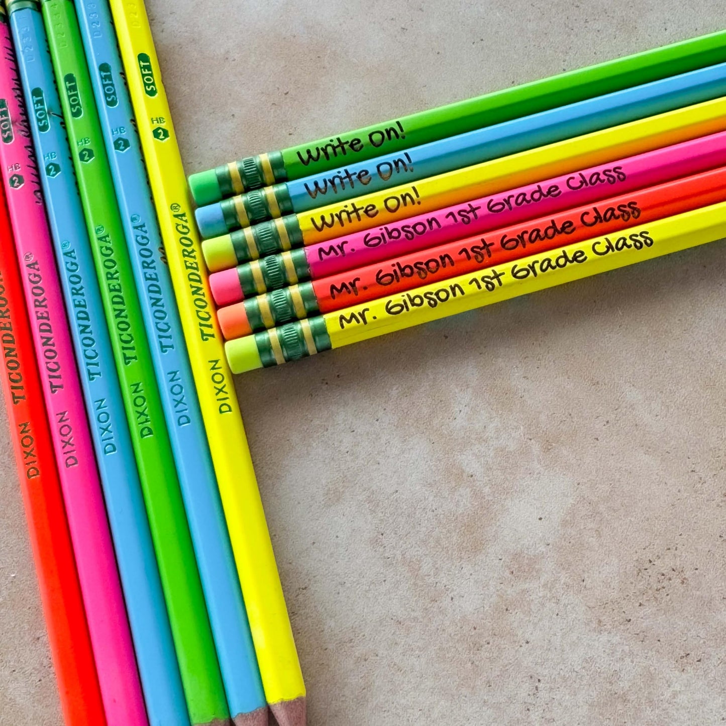 Personalized Neon #2 Pencils – Set of 10 or 20 | Custom Engraved Name Pencils | Back-to-School & Teacher Gift | Custom School Supplies
