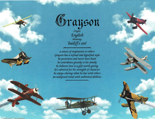 Airplanes - First Name Meaning Gift